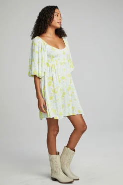Women Chaser Brand Dolce Mini Dress - Baby Blue Daisy Floral