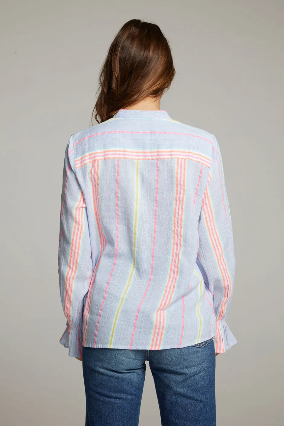 Women Chaser Brand Dolphin South West Beach Stripe Button Down