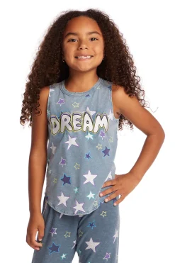 Kids Chaser Brand Dream Emb Star Girls Vintage Jersey Shirttail Muscle