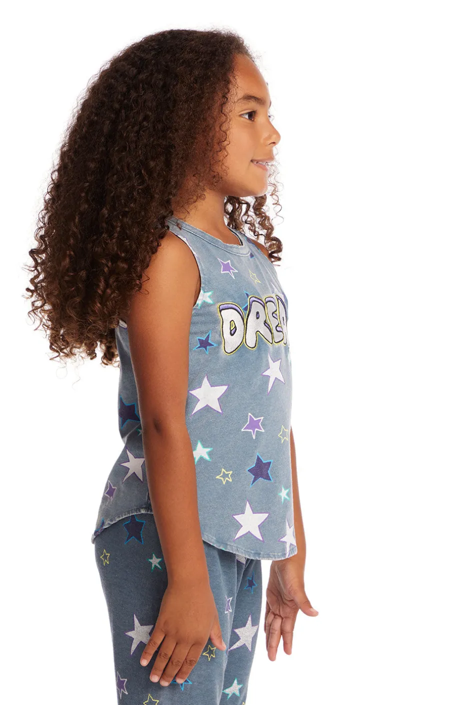 Kids Chaser Brand Dream Emb Star Girls Vintage Jersey Shirttail Muscle