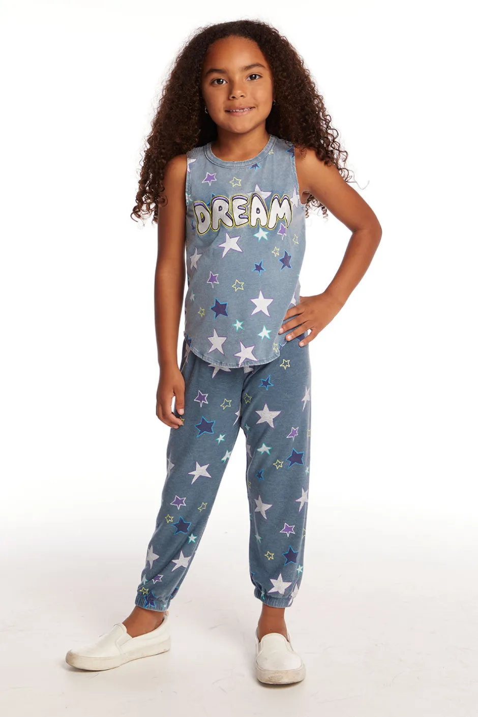 Kids Chaser Brand Dream Emb Star Girls Vintage Jersey Shirttail Muscle
