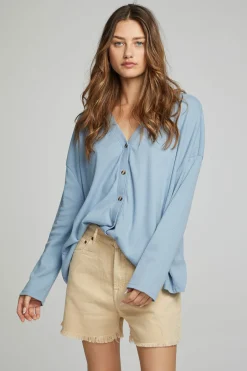 Women Chaser Brand Electric Button Down - Faded Denim