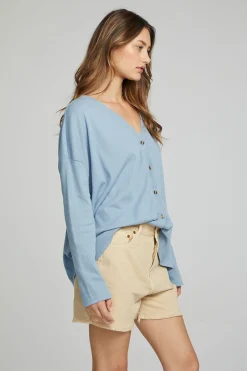 Women Chaser Brand Electric Button Down - Faded Denim
