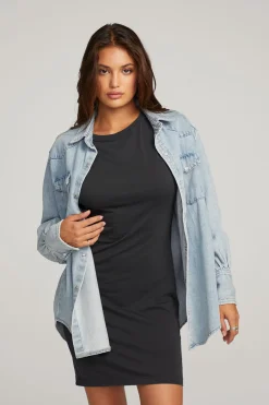 Women Chaser Brand Elk Classic Blue Button Down