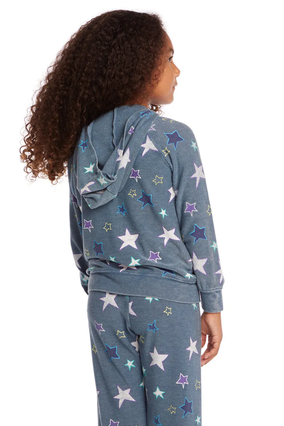 Kids Chaser Brand Embroidery Stars Girls Zip-up Hoodie