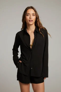 Women Chaser Brand Ethan Black Button Up