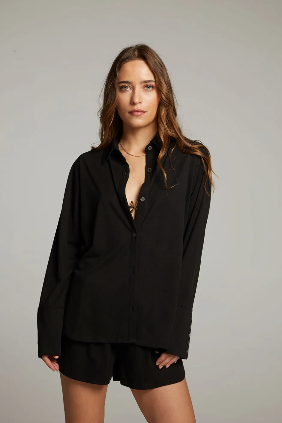 Women Chaser Brand Ethan Black Button Up