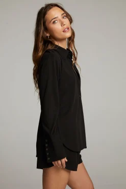 Women Chaser Brand Ethan Black Button Up