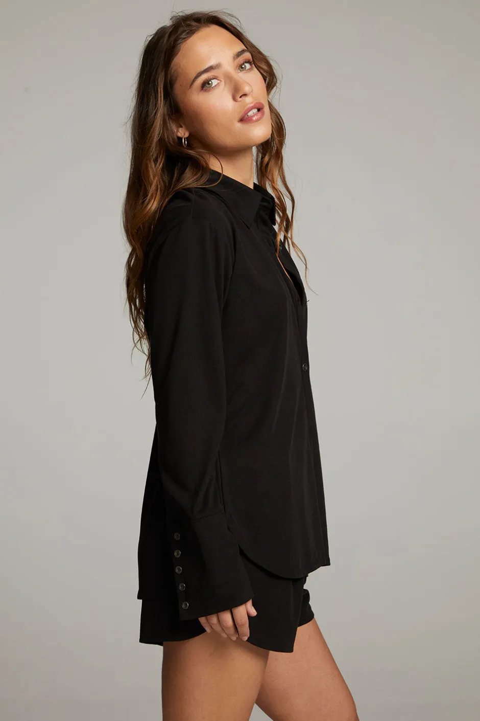 Women Chaser Brand Ethan Black Button Up