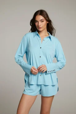 Women Chaser Brand Ethan Clear Sky Button Up