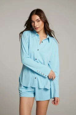 Women Chaser Brand Ethan Clear Sky Button Up