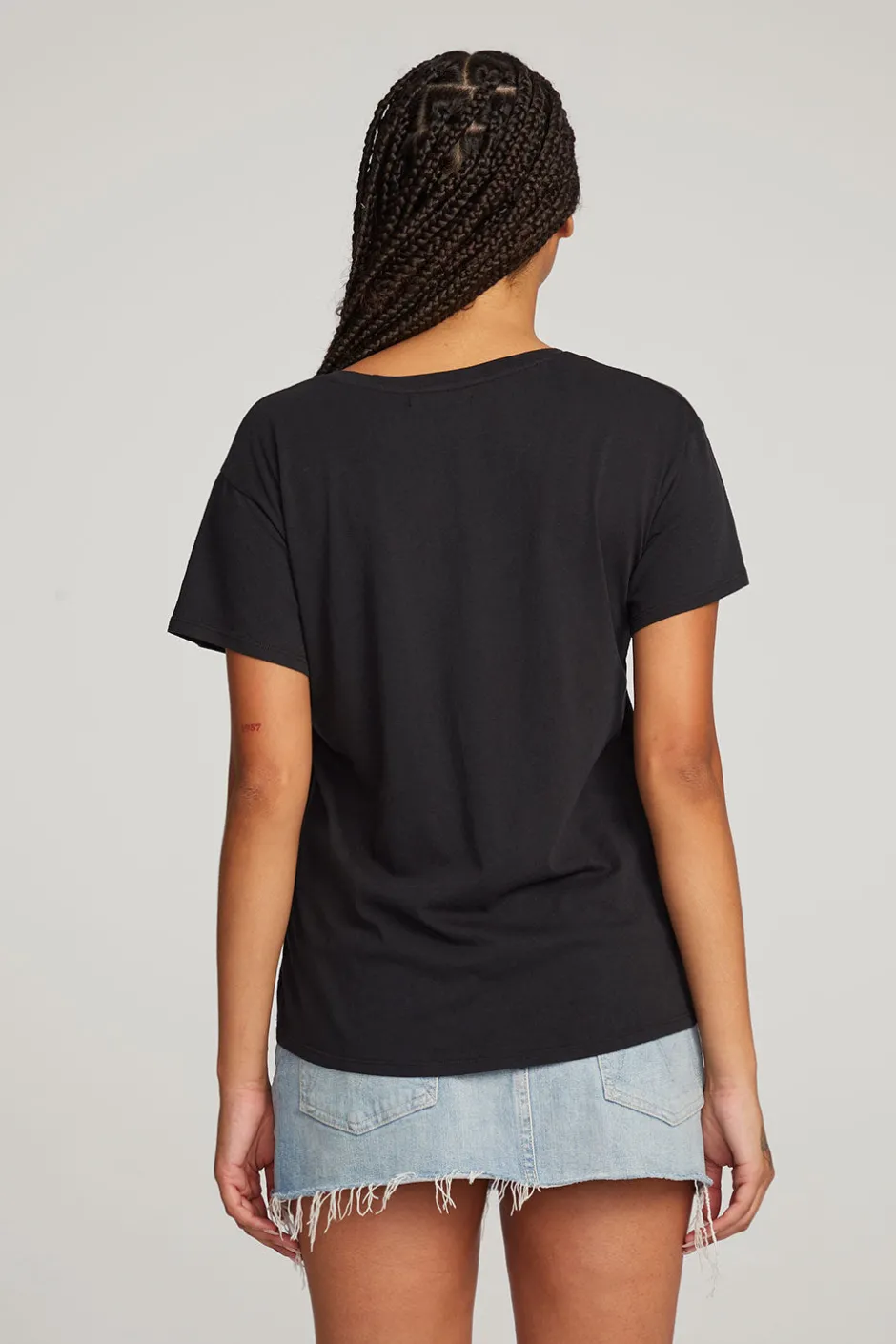 Women Chaser Brand Everyday Essential Black V-neck Tee