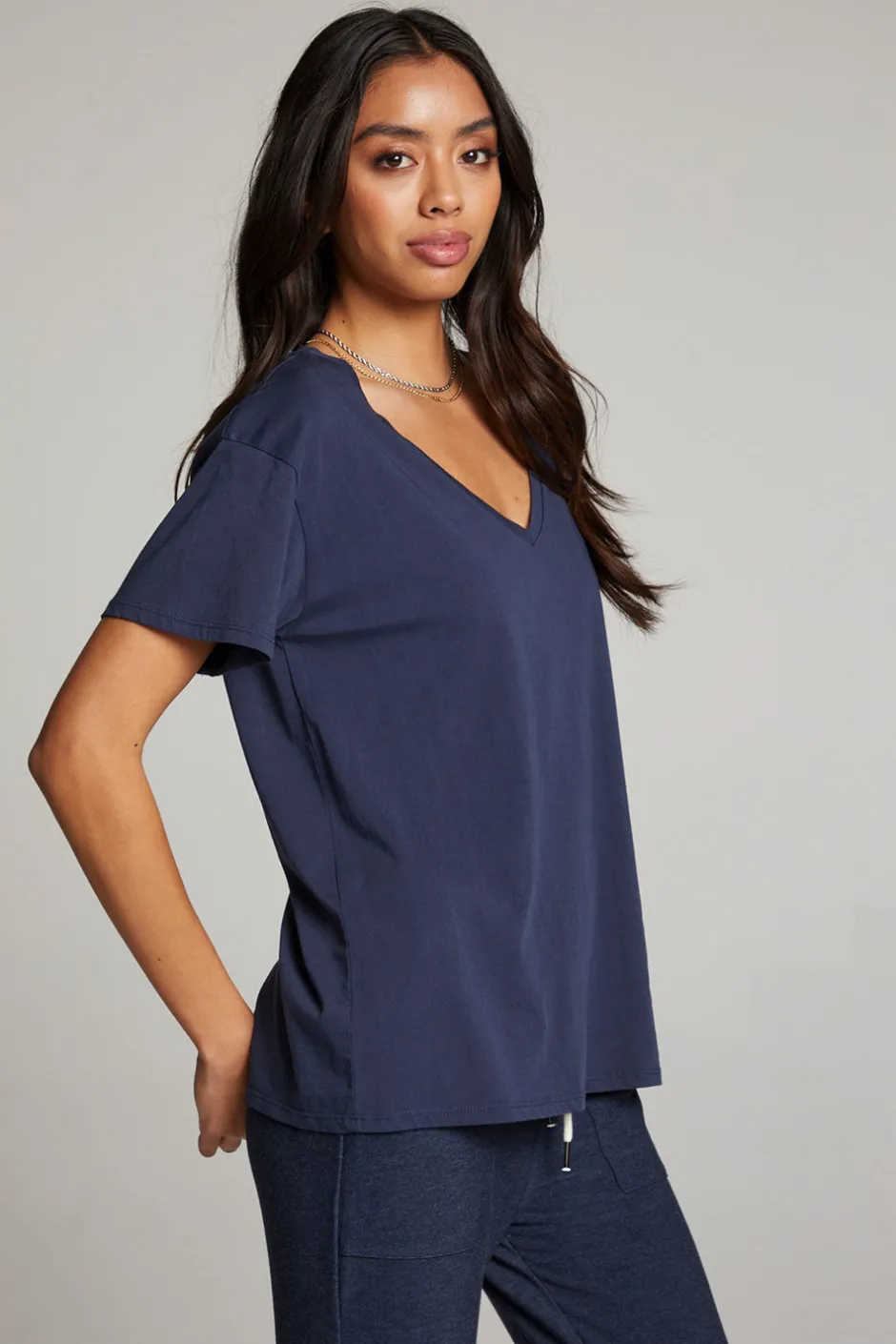 Women Chaser Brand Everyday Essential Canopy V Neck Tee