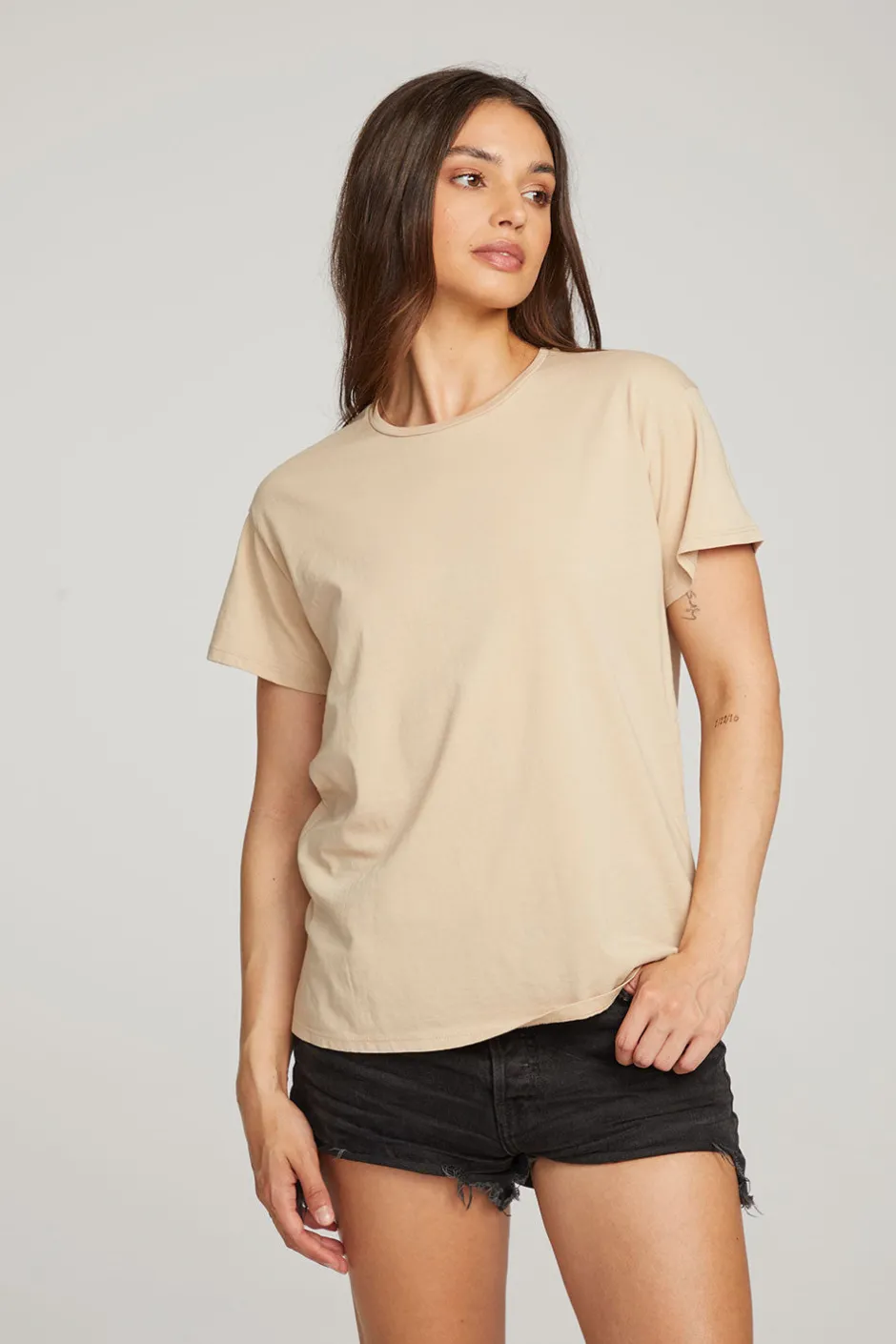 Women Chaser Brand Everyday Essential Cappuccino Crew Neck Tee