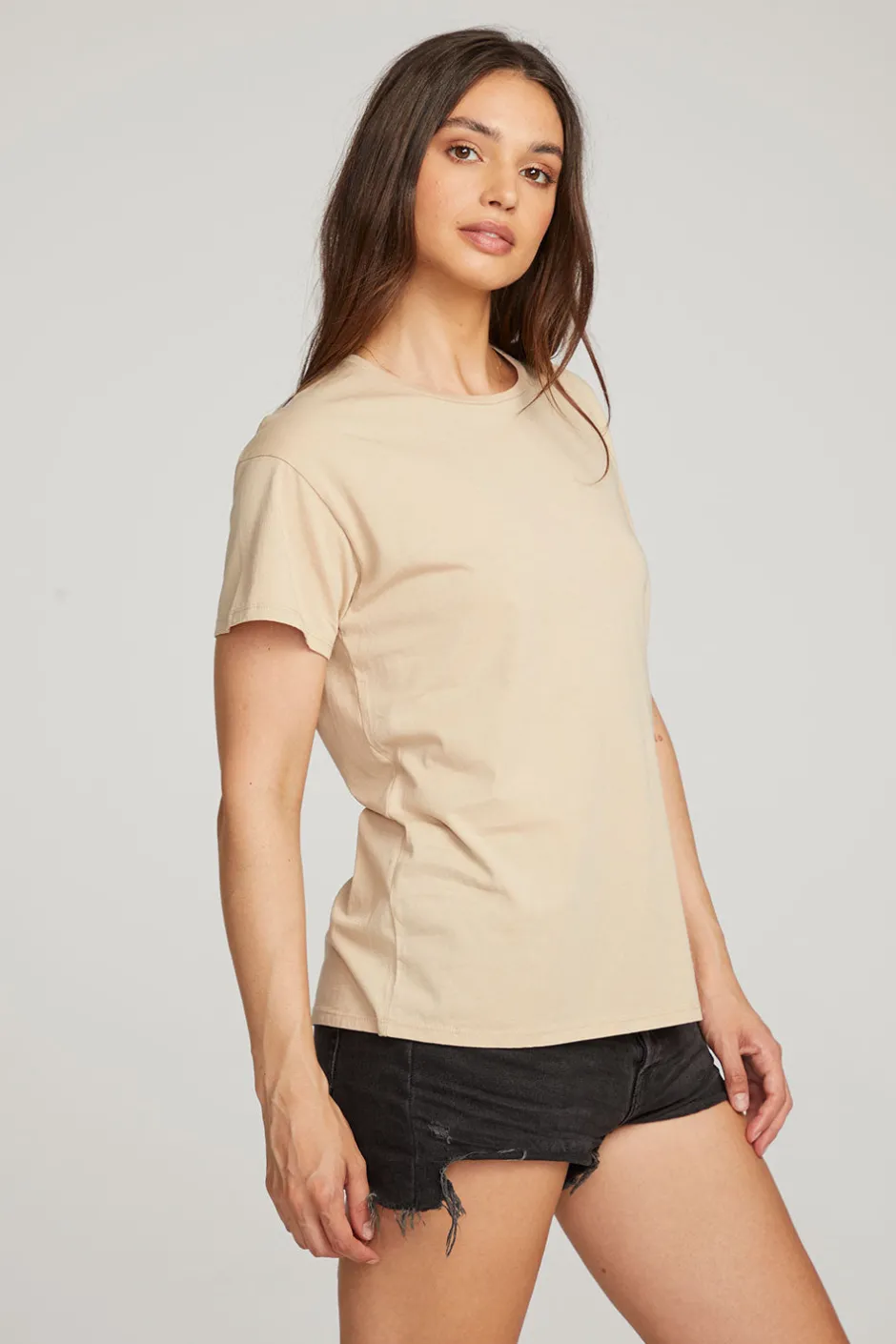 Women Chaser Brand Everyday Essential Cappuccino Crew Neck Tee