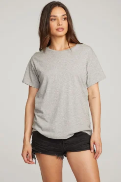 Women Chaser Brand Everyday Essential Heather Grey Crew Neck Tee
