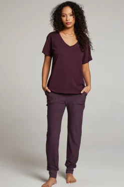Women Chaser Brand Everyday Essential Plum Perfect V Neck Tee