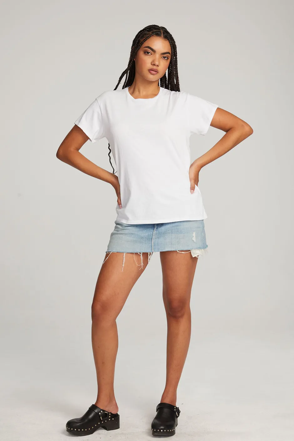 Women Chaser Brand Everyday Essential White Crew Neck Tee