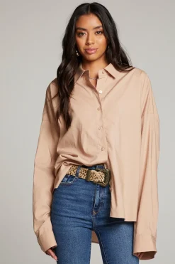 Women Chaser Brand Ezra Warm Taupe Button Up
