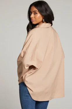Women Chaser Brand Ezra Warm Taupe Button Up