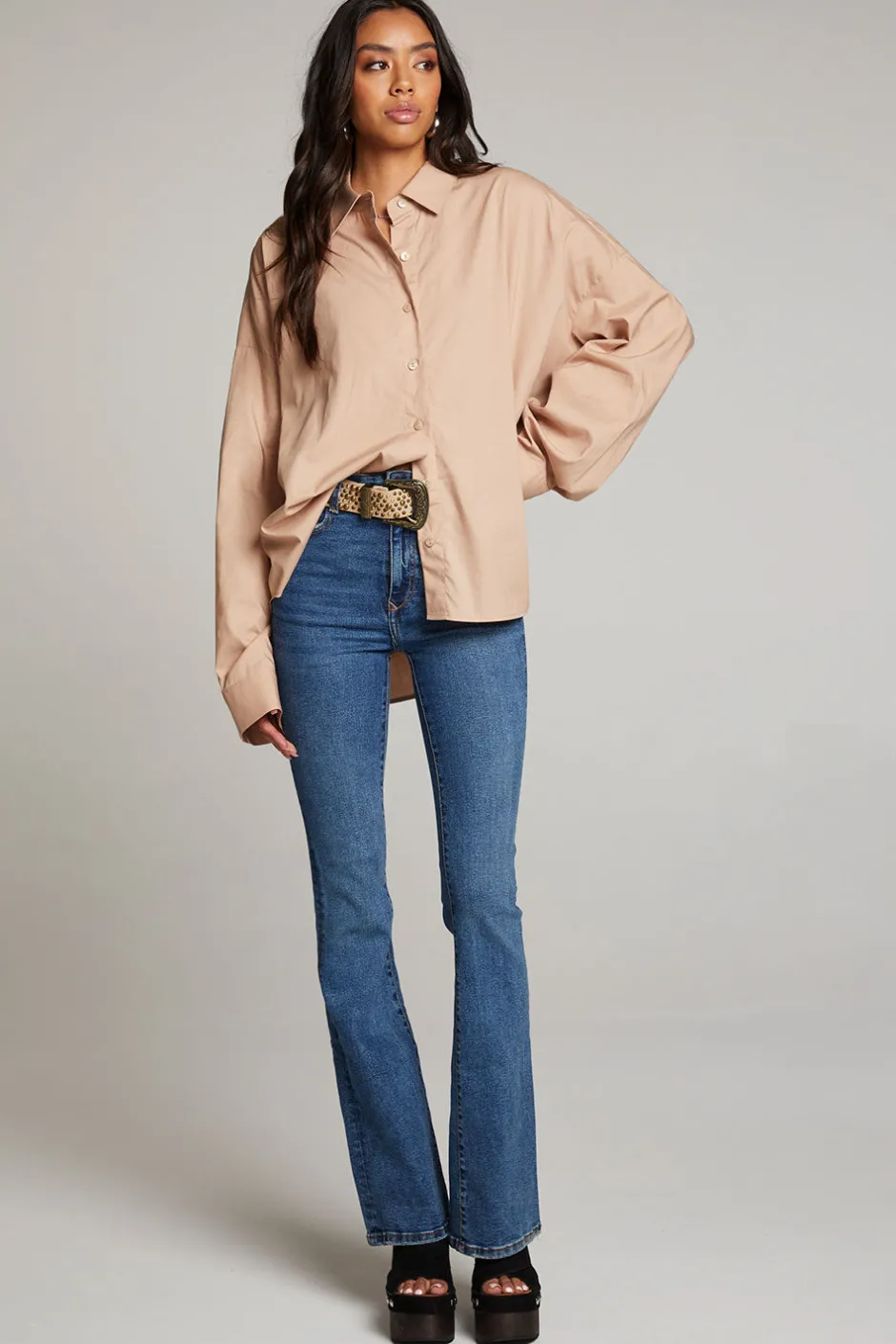 Women Chaser Brand Ezra Warm Taupe Button Up