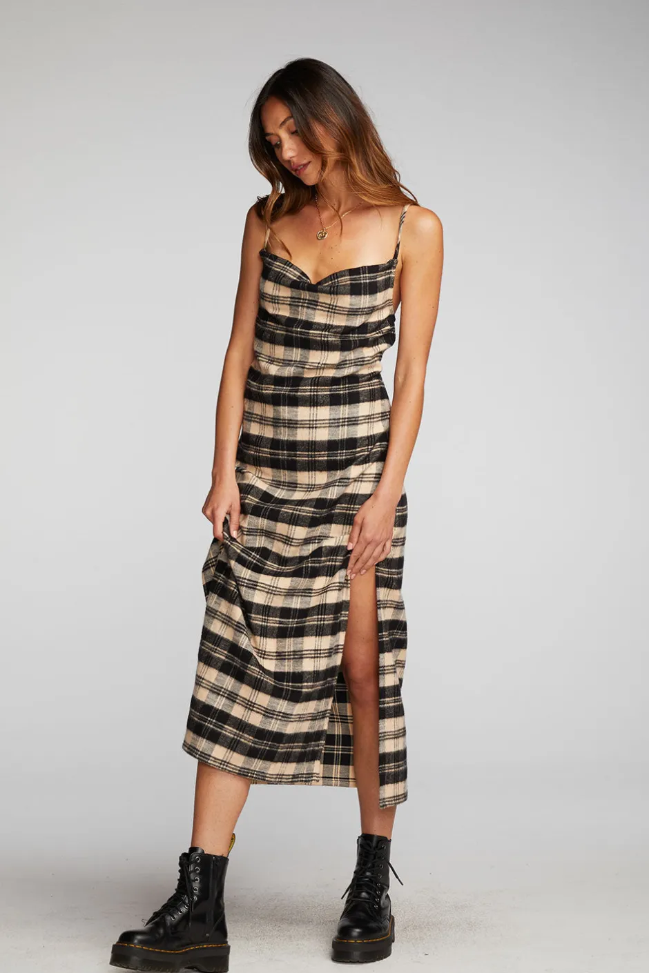 Women Chaser Brand Flannel Midi Slip Dress