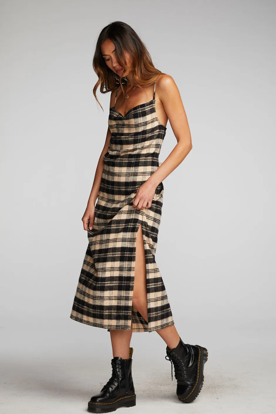 Women Chaser Brand Flannel Midi Slip Dress