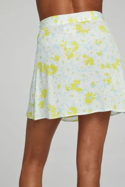 Women Chaser Brand Fleet Wrap Mini Skirt - Baby Blue Daisy Floral