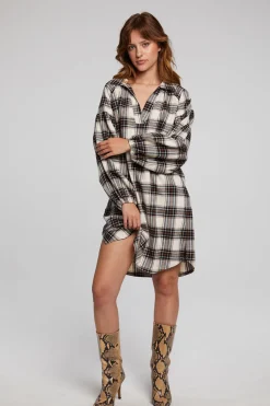 Women Chaser Brand Folk Americana Plaid Mini Dress