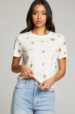 Women Chaser Brand Football Party Embroidery Tee
