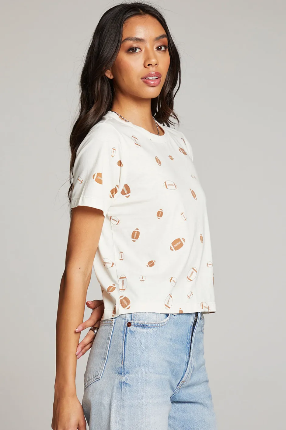 Women Chaser Brand Football Party Embroidery Tee