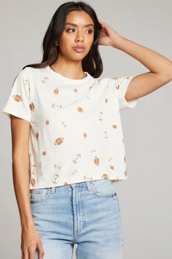 Women Chaser Brand Football Party Embroidery Tee