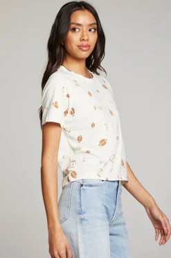 Women Chaser Brand Football Party Embroidery Tee