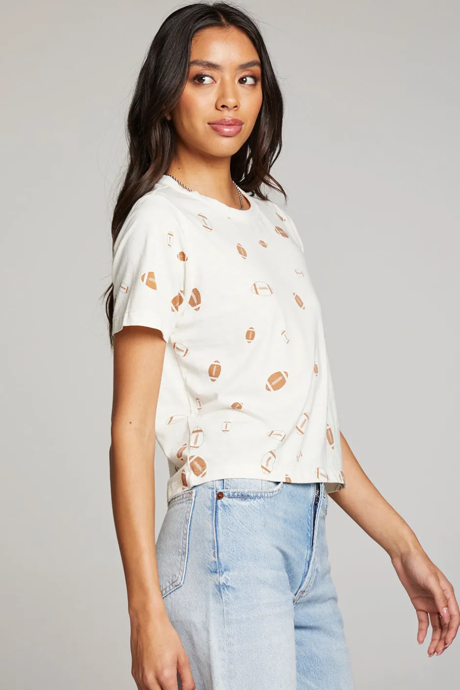Women Chaser Brand Football Party Embroidery Tee
