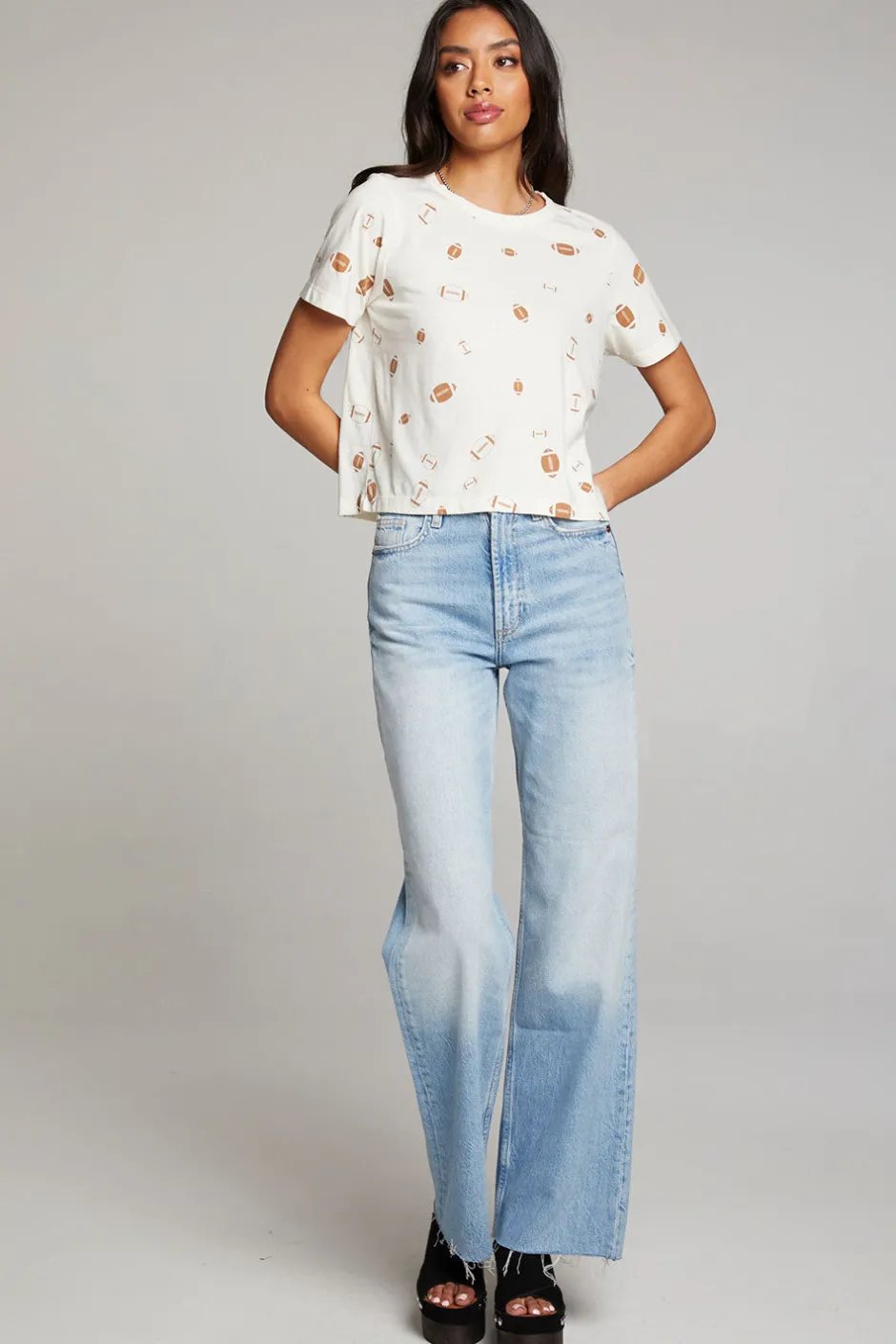 Women Chaser Brand Football Party Embroidery Tee