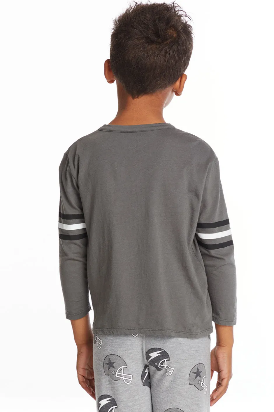 Kids/BOY Chaser Brand Football Stripes Boys Long Sleeve Crew Neck Tee