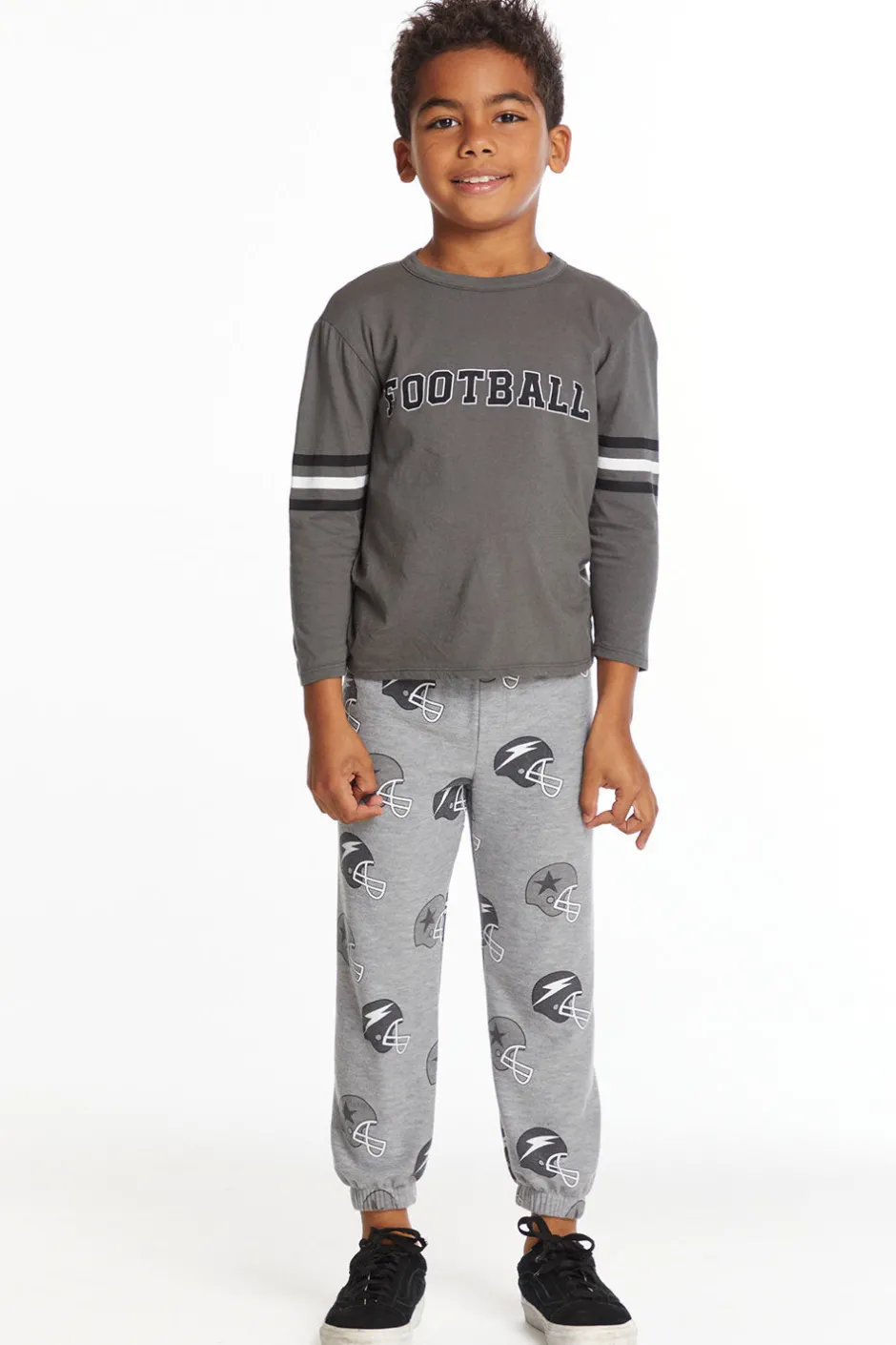 Kids/BOY Chaser Brand Football Stripes Boys Long Sleeve Crew Neck Tee