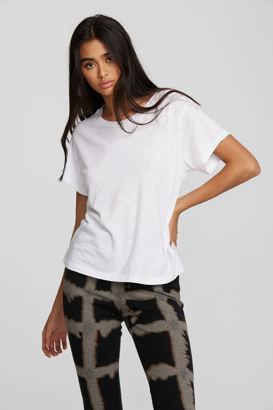 Women Chaser Brand Gauze Jersey Oversized Crewneck Tee