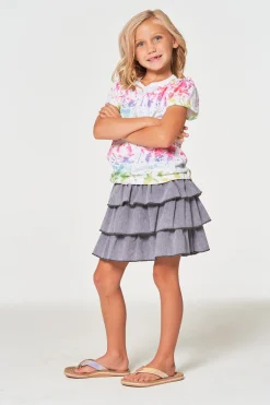 Kids Chaser Brand Girls Coastal Cloth Tiered Ruffle Skort
