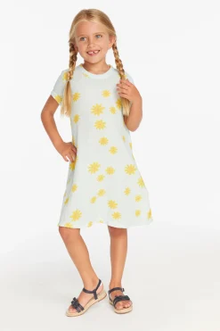 Kids Chaser Brand Girls Powder Blue Daisy Tee Shirt Dress