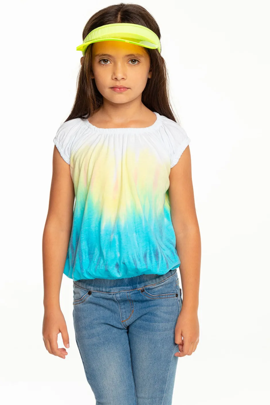 Kids Chaser Brand Girls Recycled Vintage Jersey Shirred Short Sleeve Off Shoulder