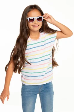 Kids Chaser Brand Girls Recycled Vintage Jersey Cap Sleeve Vent Back Tee