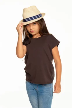Kids Chaser Brand Girls Recycled Vintage Jersey Cap Sleeve Vent Back Tee