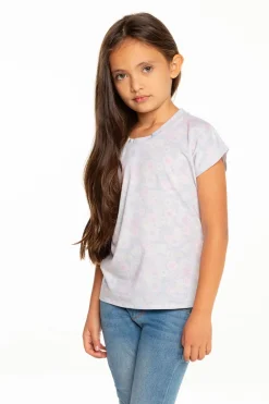 Kids Chaser Brand Girls Recycled Vintage Jersey Cap Sleeve Vent Back Tee