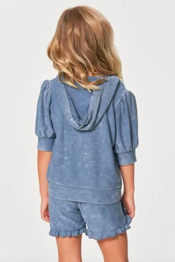Kids Chaser Brand Girls RPET Cozy Knit 3/4 Puff Sleeve Hoodie