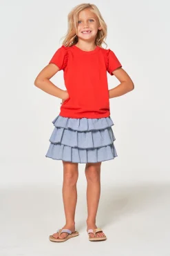 Kids Chaser Brand Girls RPET Vintage Jersey Ruffle Puff Sleeve Tee