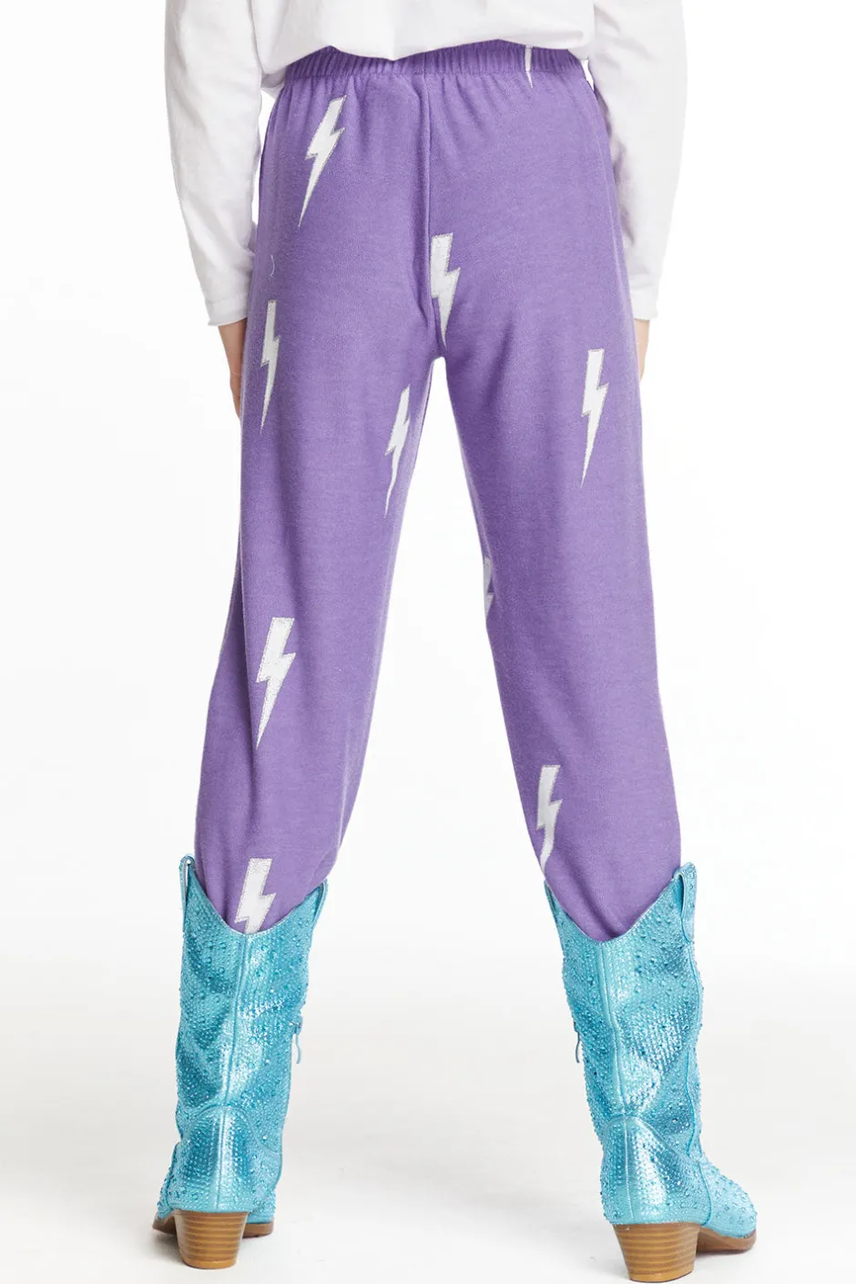 Kids Chaser Brand Glitter Bolt Girls Love Knit Pants