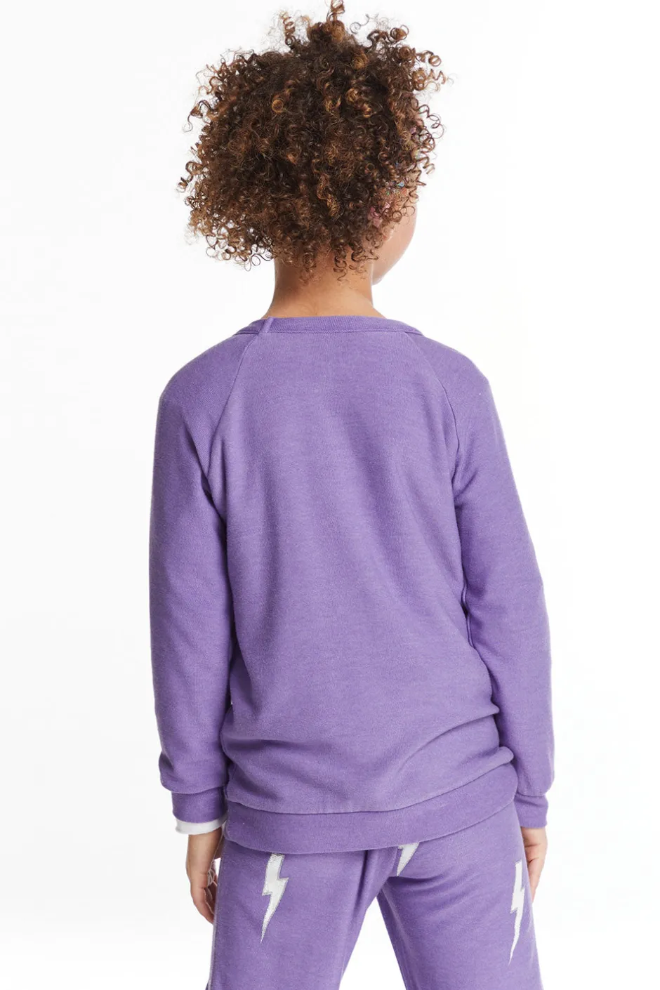 Kids Chaser Brand Glitter Bolt Girls Raglan Pullover