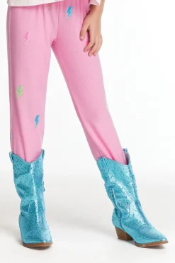 Kids Chaser Brand Glitter Bolts Girls Pant