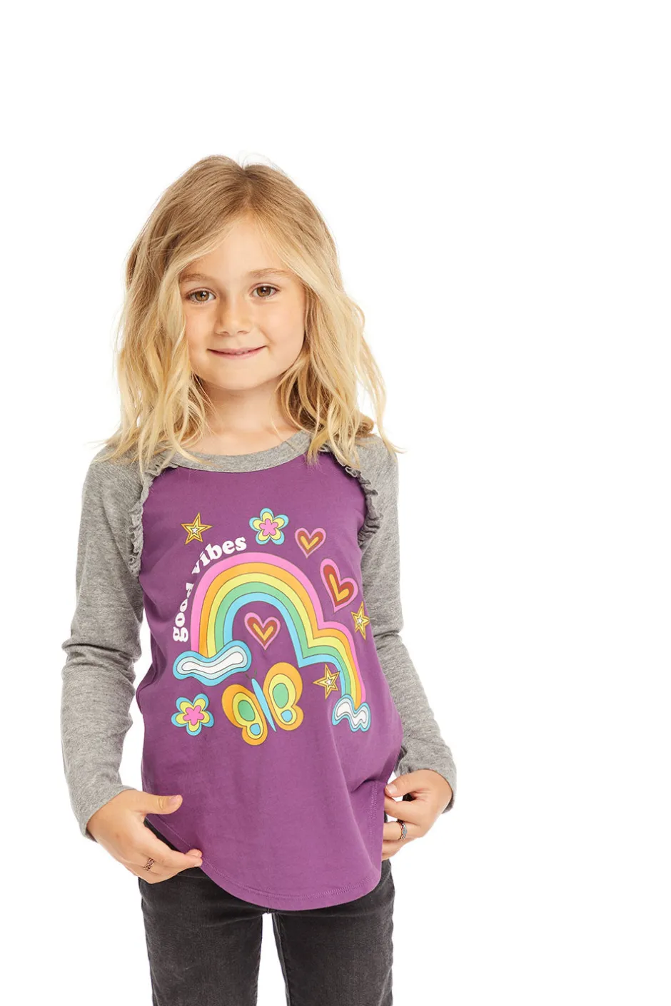 Women/Kids Chaser Brand Good Vibes Rainbow Baseball Tee